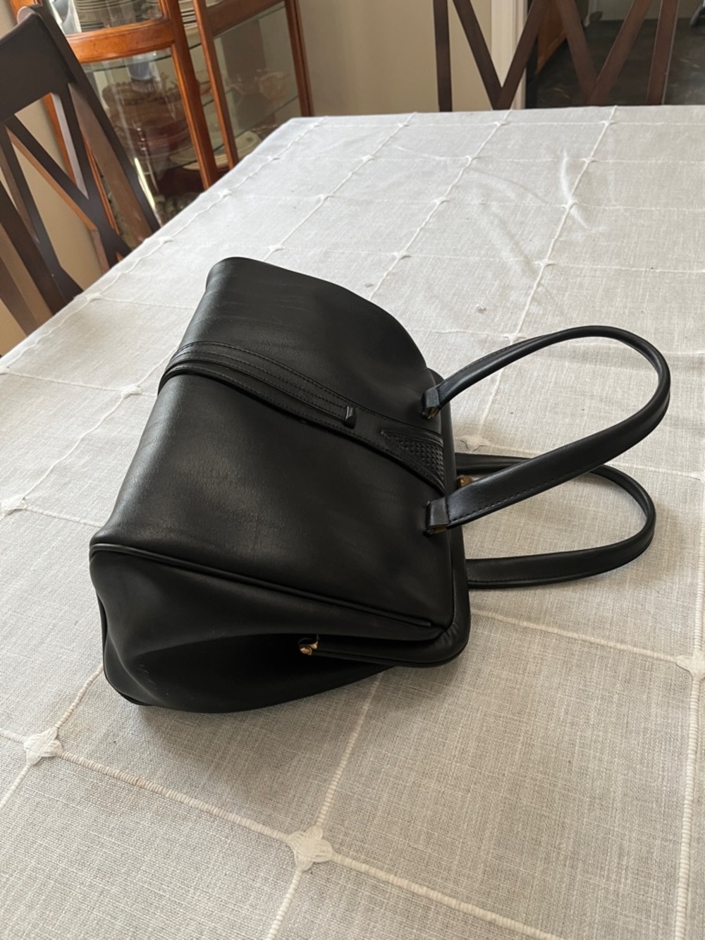 VINTAGE MID 1960’S Black Structured Satchel Bag - women - Picture 4 of 7